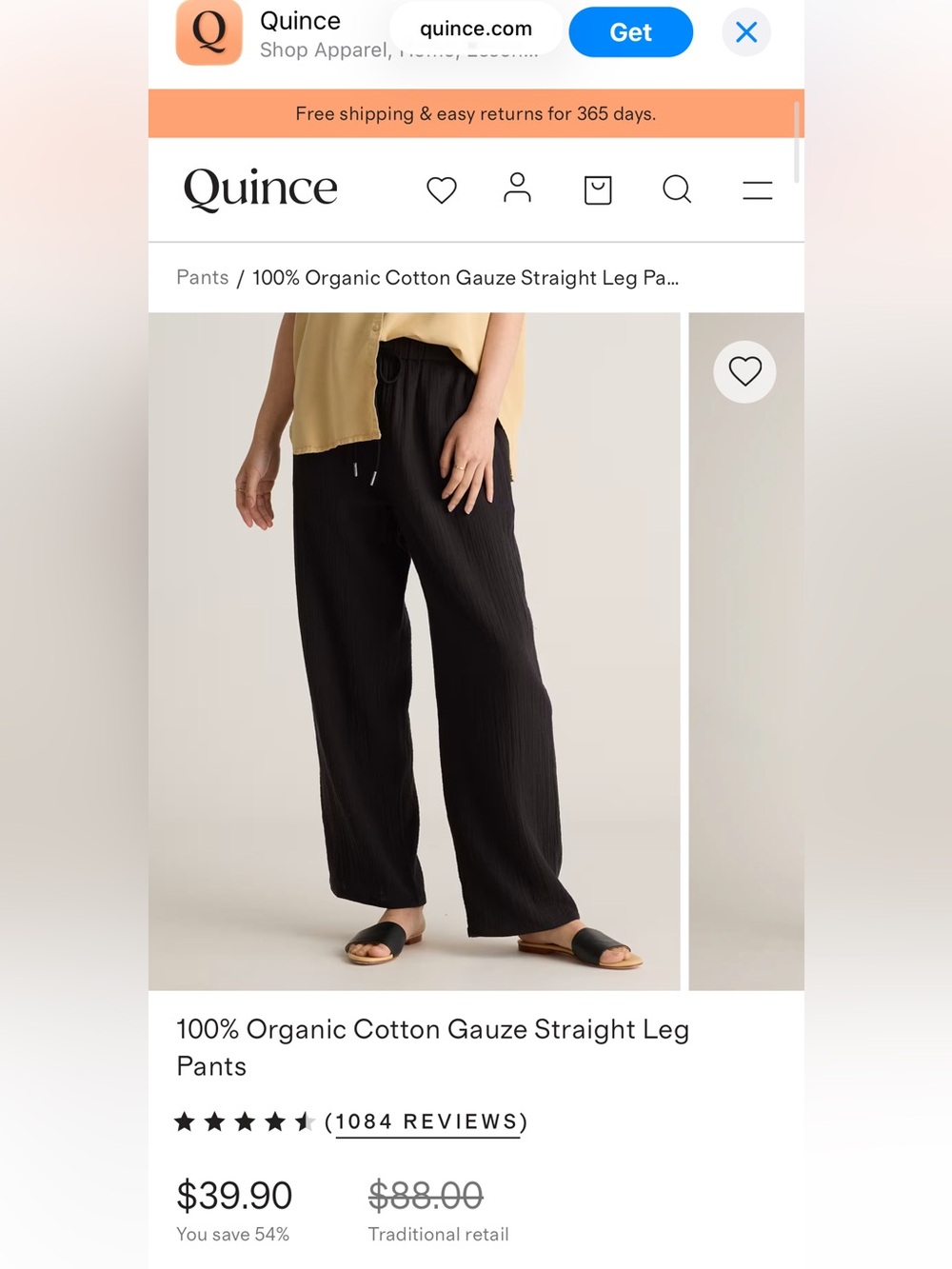Quince Black Relaxed Wide-Leg Drawstring Pants size medium cotton loose fit - Picture 8 of 15